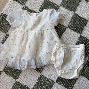 Baby Gap tulle dress with gold polka dots